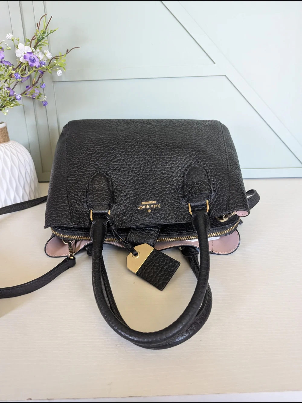 Kate Spade Black Pebbled Leather Satchel Bag